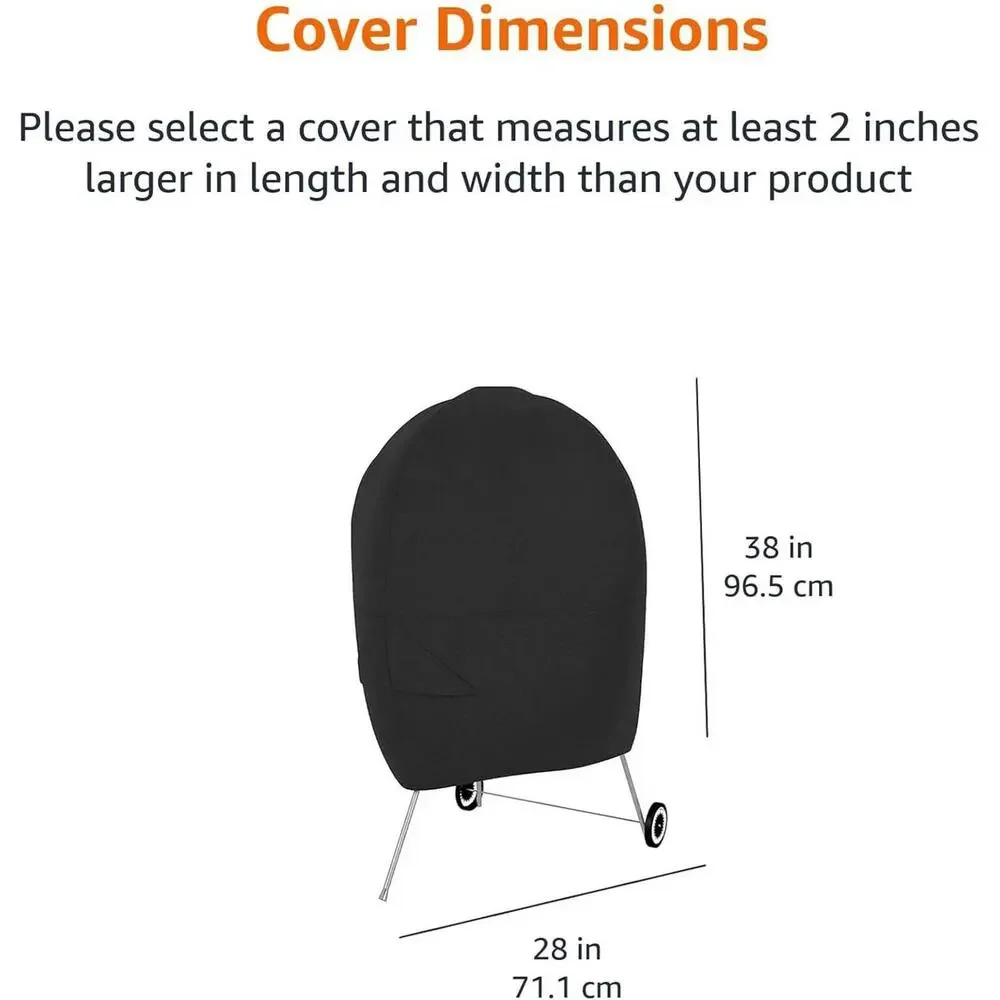 Amazon Basics Waterproof Anti-UV Durable Charcoal Kettle BBQ Grill Cover Black